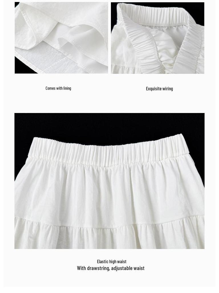 Navy Blue Japanese-Style A-Line Midi Skirt for Women - Summer 2025, High-Waisted, Casual Versatile College Style