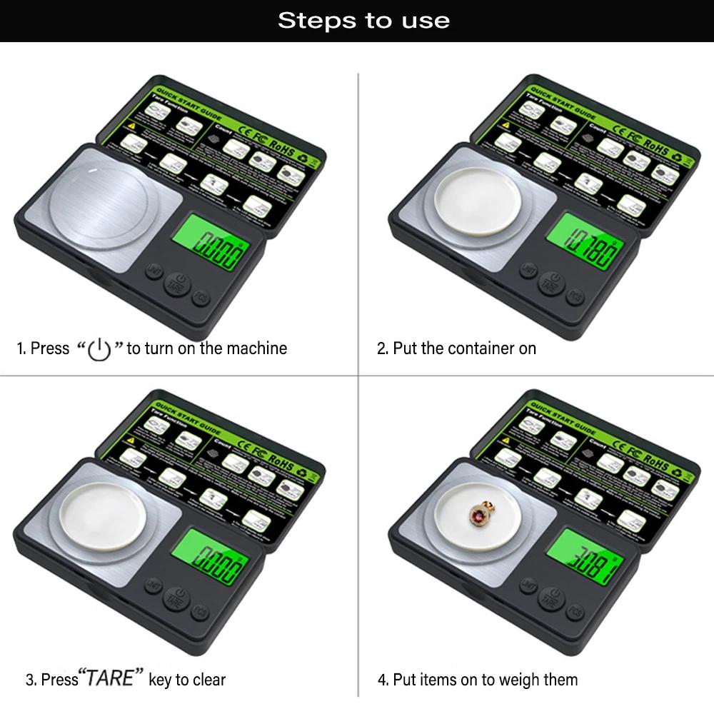 Balance Numérique Mini Haute Précision 0,001g Balance Milligrammes Bijoux Balance de Cuisine Portable pour la Cuisson 50/100g Balance Milligrammes Balance à Affichage Électronique