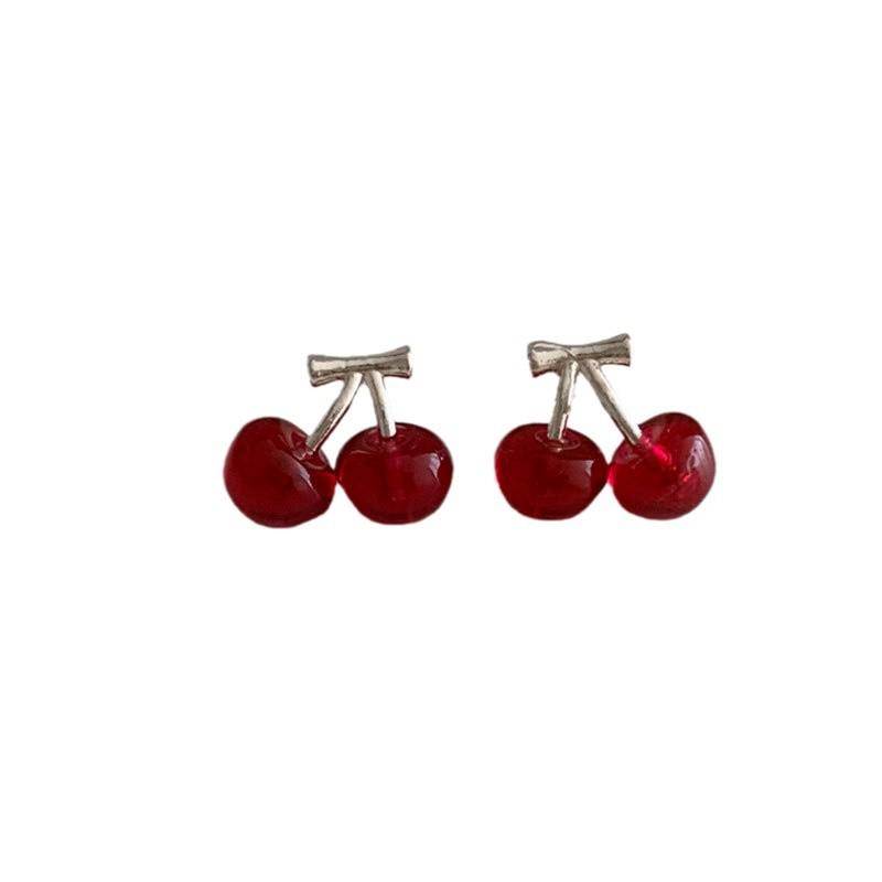 Charming Mini Cherry Resin Earrings for Women - Sweet, Elegant, and Versatile Accessories