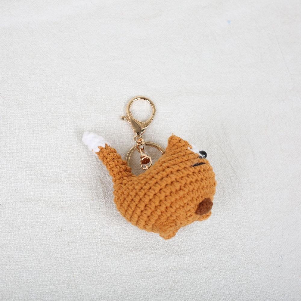 Multi-color Crochet Kitten Keyrings Cartoon Knitted Cat Keychain Cat Crochet Keychain Gift