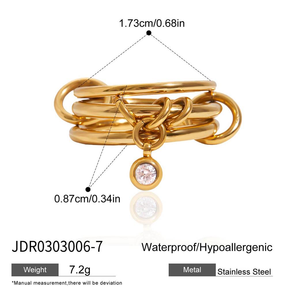 Youthway Moda Aço Inoxidável Banhado a Ouro Zircônia Lisa Multi Anel Diário para o Trabalho Anel Feminino Presente