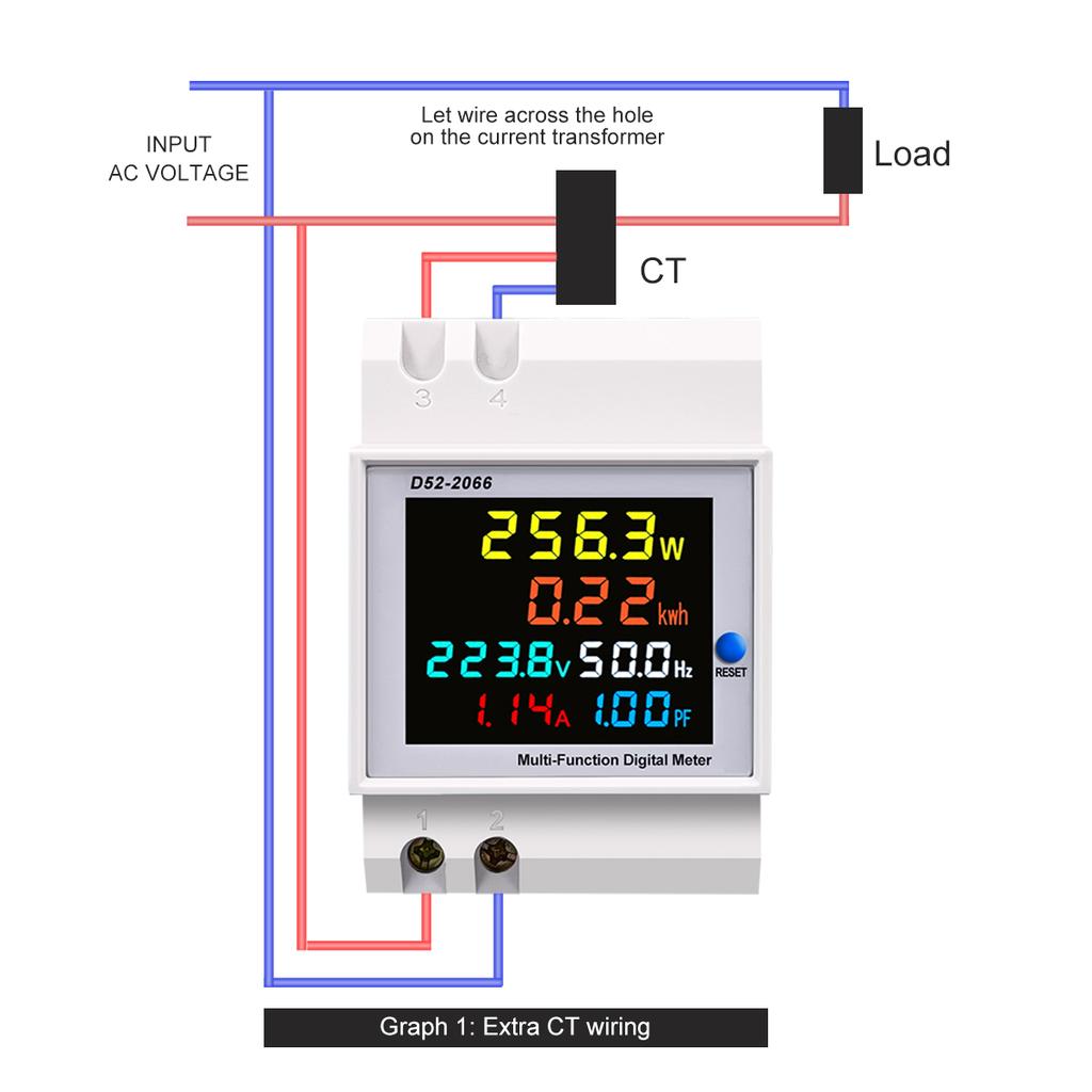 Din Rail AC Monitor 6IN1 110V 220V 380V 100A Voltage Current Power Factor Active KWH Electric Energy Frequency Meter VOLT AMP