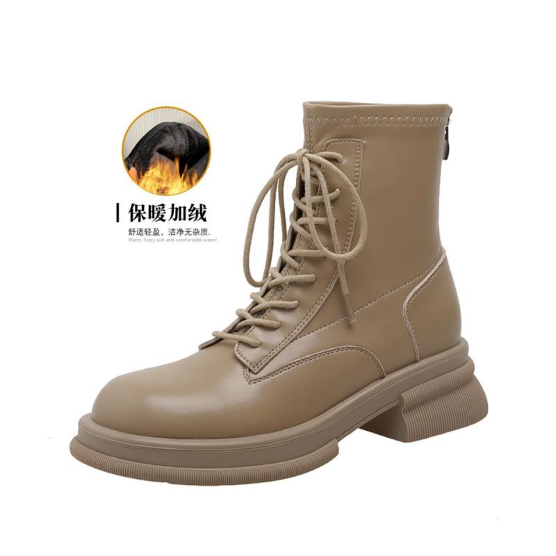 

Новые осенне-зимние бархатные ботинки Мартина на толстой подошве, женские ботильоны на толстом каблуке, одинарные ботинки, кожаные женские ботинки, эластичные тонкие ботинки 40