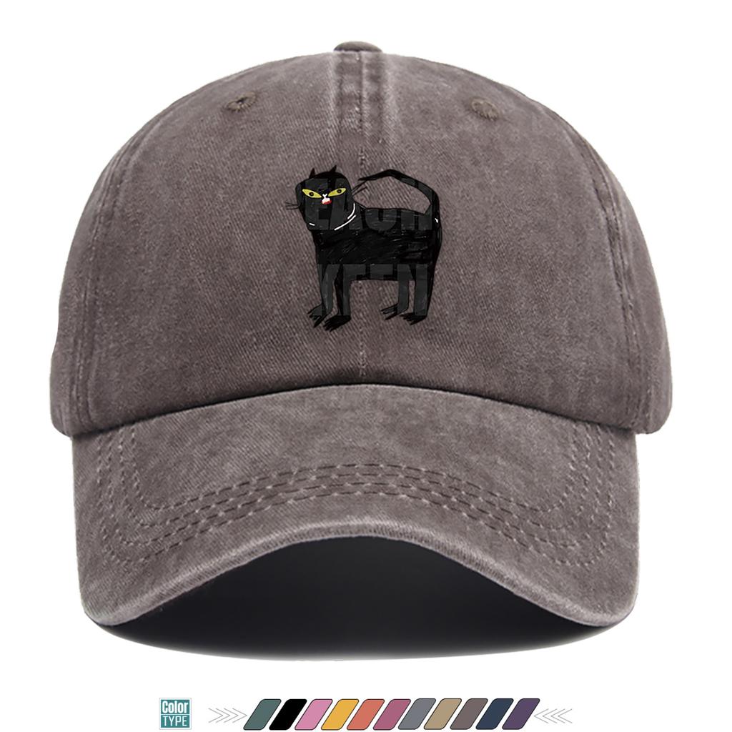 pc Black Cat Print Pattern Baseball Cap Creative Personalized Graffiti Design Trendy Fashion Street Style Unisex Adjustable H