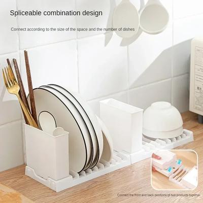 Plastik Katlanabilir Bulaşık Kurutma Rafı 2'si 1 Arada Büyük Kapasiteli Mutfak Eşyaları Süzgeç Rafları Mutfak Sofra Takımı Depolama Rafı Organizasyonu