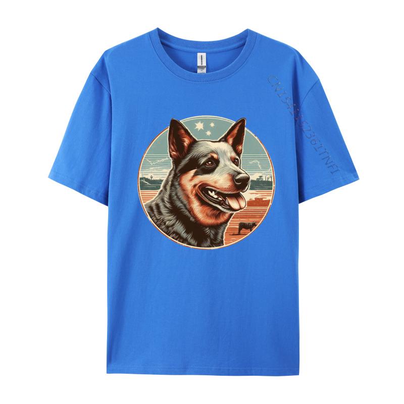 Vintage Australian Cattle Dog Tshirt Dog Lover Tshirt Animal Funny Pure Cotton Tee Shirts Adult Tops Tees