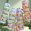 1PC Colorful Alphabet Letter Art Print 750ml Color Plastic Sports Water Bottle Leakproof Flip Straw Lid Suitable for Sports Office Home Use