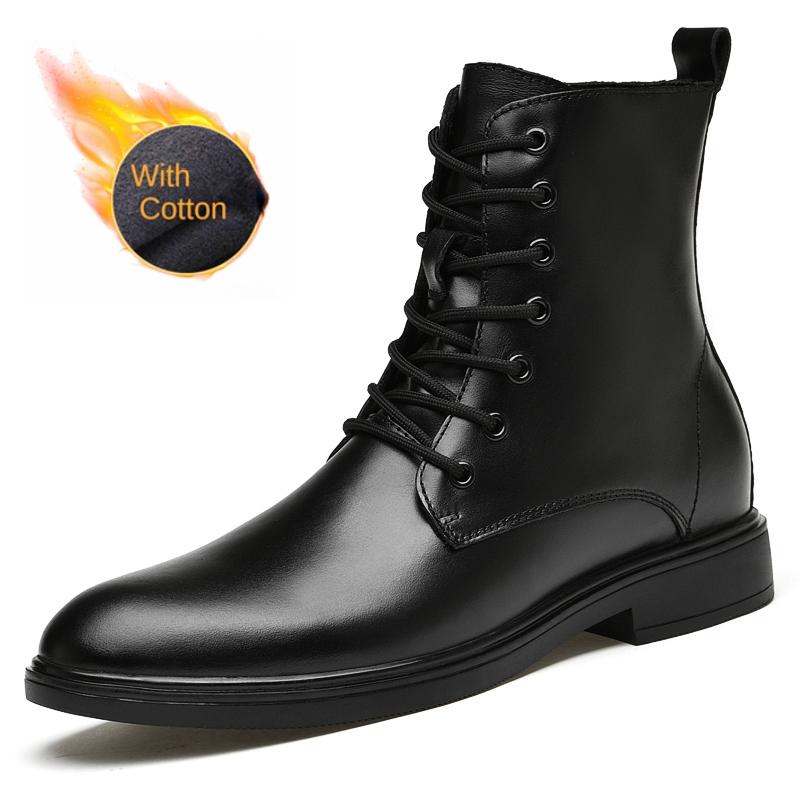Móda Zima Klasika Pánské boty z pravé kůže High End Business Krátké boty Pánské boty k obleku pro důležitou příležitost Teplé bavlněné boty