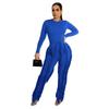 European and American Women's Tassel Lace Jumpsuit Set - Solid Color Sportswear, Autumn/Winter 