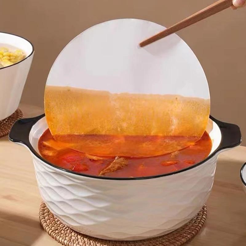 100 Pezzi Carta Assorbente per Olio per Cucina, Pellicola Rotonda per Zuppa e Fritti Carta Assorbente per Cibo Carta Filtro Schiuma d'Olio per Cucinare Cibo Fritti