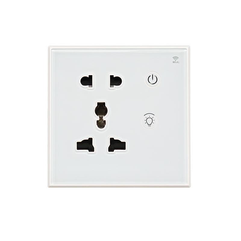 Smart Graffiti WiFi/Zigbee Voice-Controlled Wall Socket Switch with Light, Single/Double Pole, Five-Hole Timer.