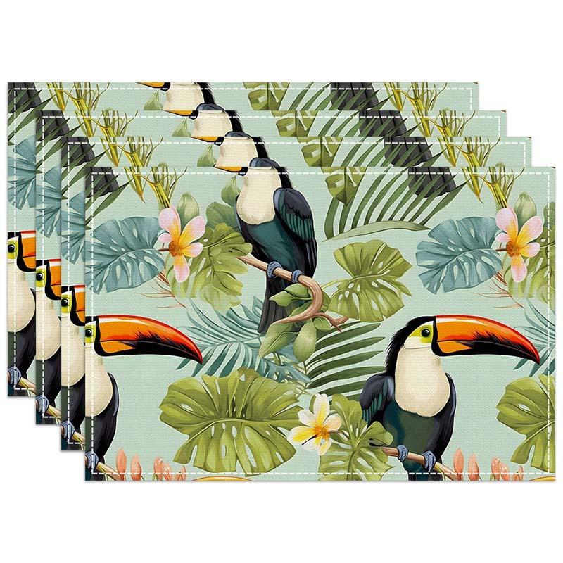Summer Green Plant Placemats New Seagull Flower Printed Insulation Mat Nordic Kitchen Western Restaurant Decorative Dining Table