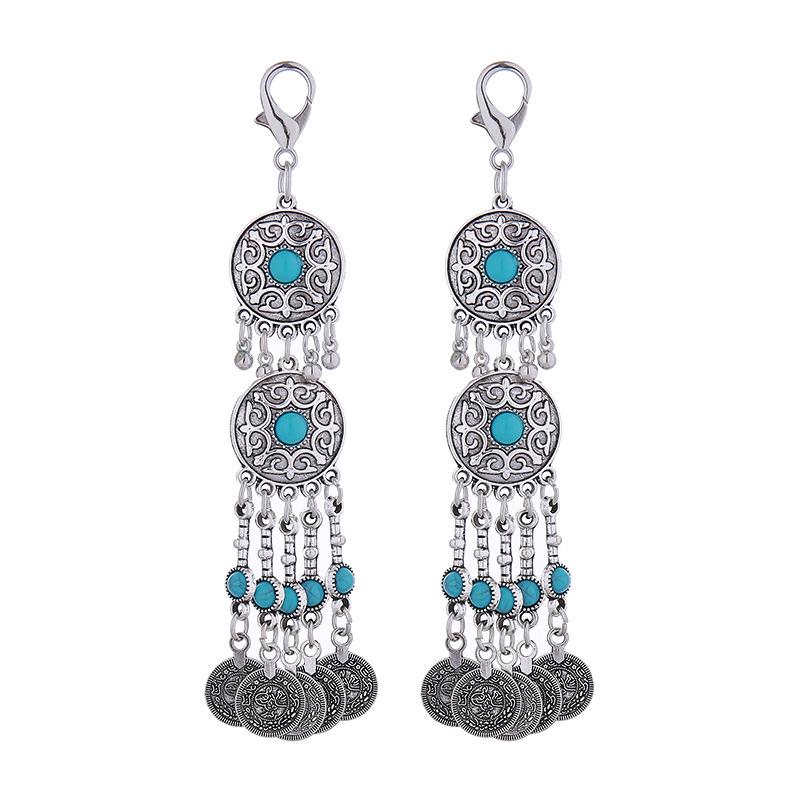 Kazakh Princess Tassel Keyring: Ancient Style Alloy Backpack Pendant & Hair Accessory with Lobster Clasp