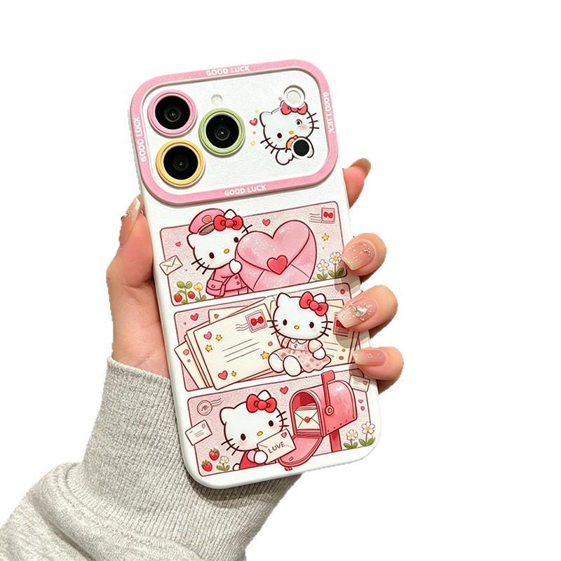 2026 Glitter 6D Embossed KT Cat Case for Apple 17 Pro Max/16 Pro Max/15: Full Coverage, Creative & Soft