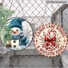 1Pc/2Pcs 2D Flat Aluminium Round Hanging Sign, Snowman Lantern Snowflake & Candy Cane Wishes Christmas Door Hanger, Vintage Xmas Aluminum Wall Plaque