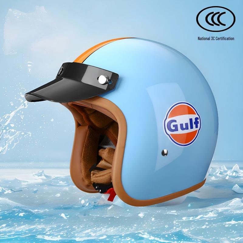 Retro 3C-Certified Unisex Motorcycle Helmet, All-Season 3/4 Design for Motorbike & Electric Bike