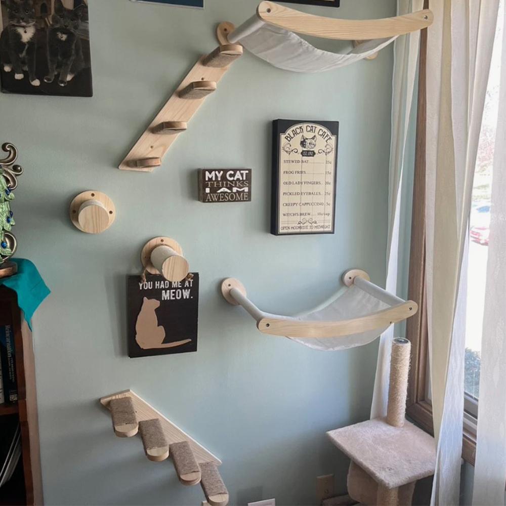 Innenwandhalterung Katzenbaum Kletterleiter Hängematte Sisal Kratzbaum Katzenmöbel Katzen-Sitzstange Trittbrett Rastplatz Haus für Kätzchen Katze