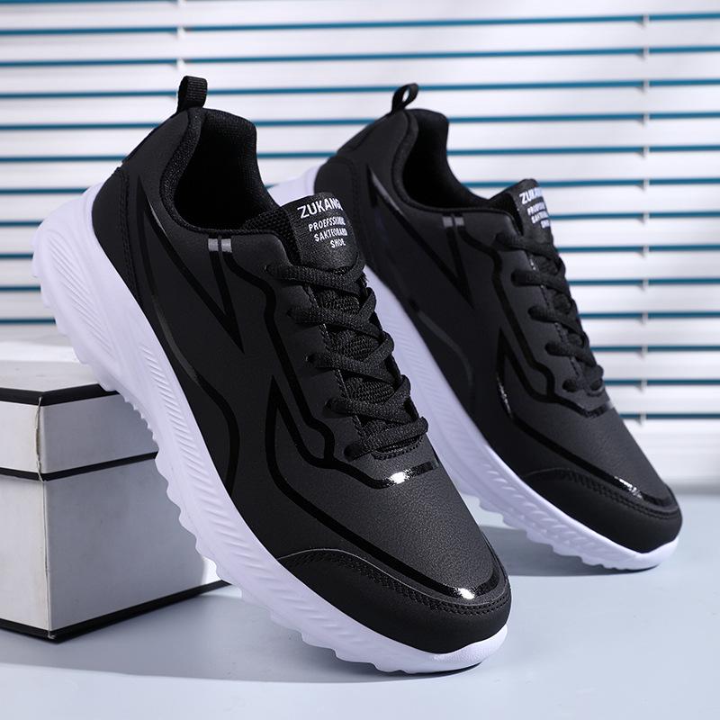 Men's Plus Size Waterproof Leather Sneakers - Non-Slip, Soft Sole, Versatile Casual Running Shoes for Autumn and Travel
