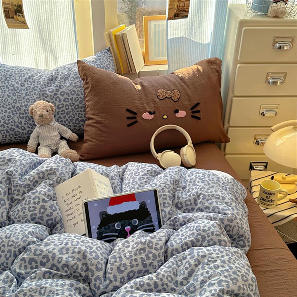 2026 Washable Leopard Print Chenille Kitten Bedding Set - Leopard Theme