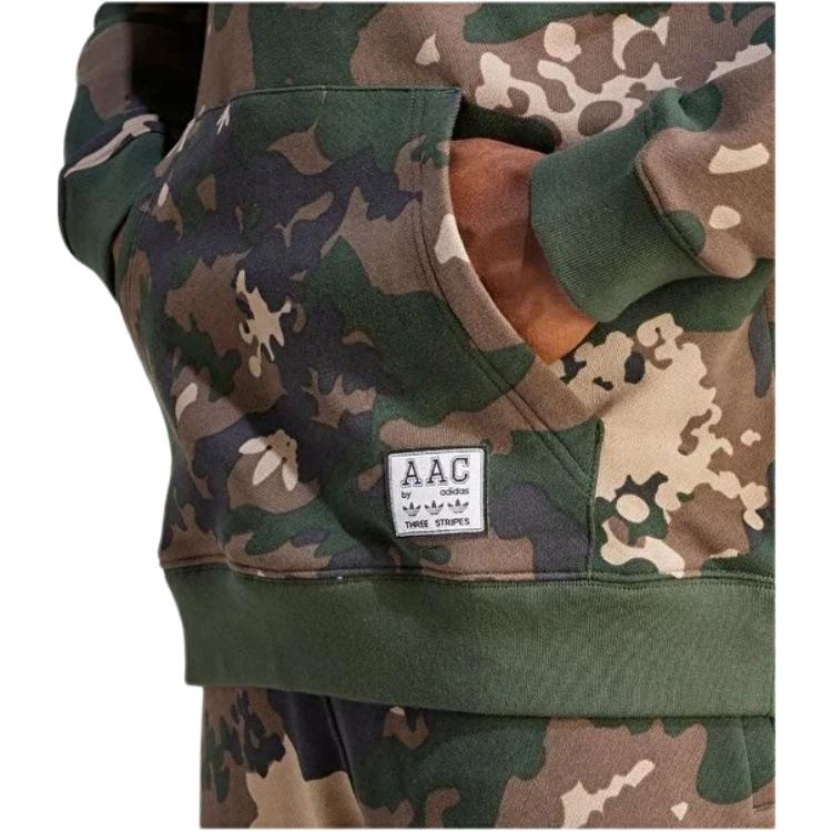 Adidas Camouflage Lockerer Amerikanischer Langarm-Hoodie Herren Hoodies Grün IR9476