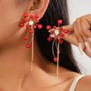 Zircon Imitation Pearl Acrylic Flower Fringed Silver Needle Earrings Temperament Earrings