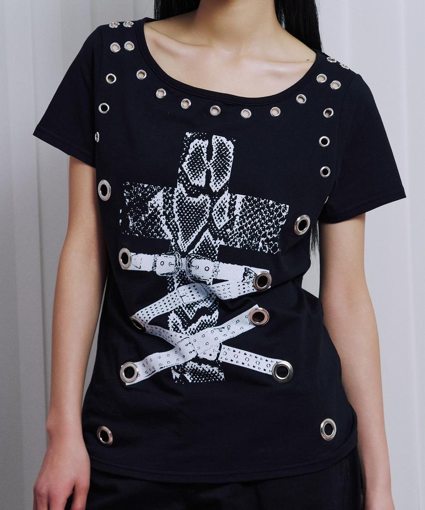 ILLIO Black Eyelet T-Shirts