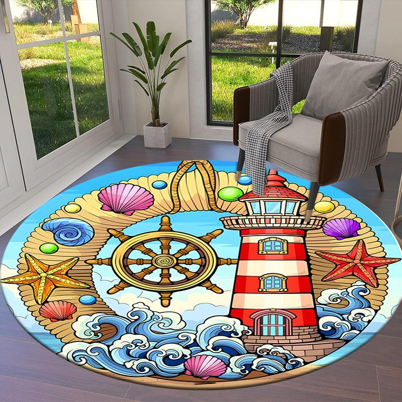 1pc Office Carpet Chair Mats Nautical Seaside Decorative Emblem Perfect for Decorating Office Chairs, Living Rooms, Or Bedrooms.YDT171