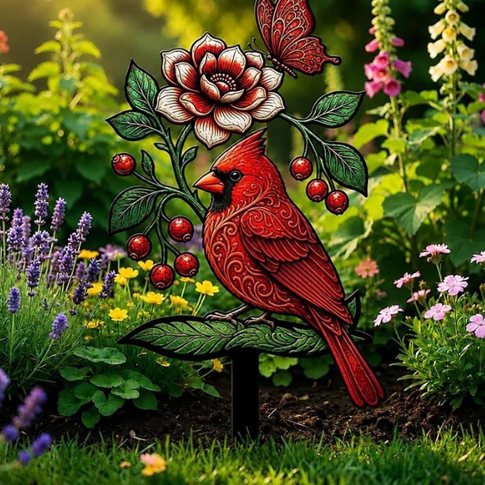 Decorative Bird Pattern Ground Insertion Acrylic Yard Lawn Ornament  Outdoor Lawn Use