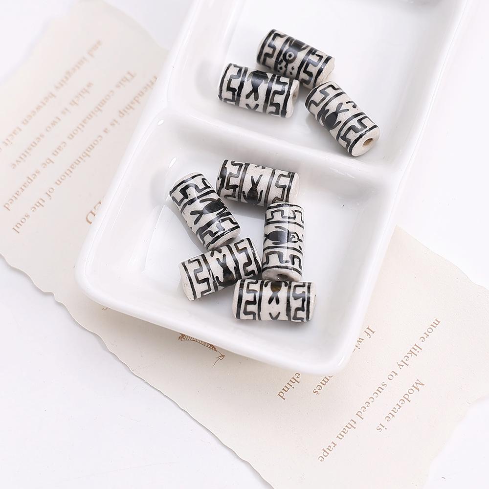 Retro Ethnic Hand-painted Ceramic Totem Beads: DIY Bracelet & Necklace Accessories