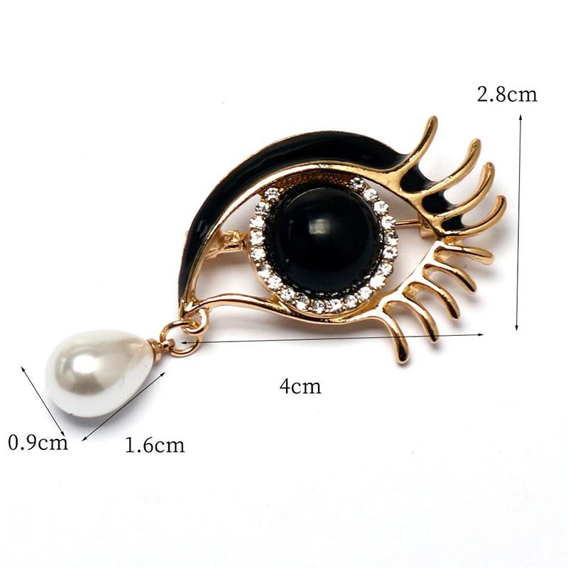 Brooches For Women Rhinestone Enamel Eyes Office Causal Brooch Pins Gifts Waterdrop Pearl Eyes
