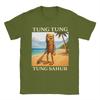Kawaii Surreal Tung Tung Tung Sahur Beach Tshirts Unisex Oneck Short Sleeve Clothing Italian Brainrot Meme Cotton Summer Clothing