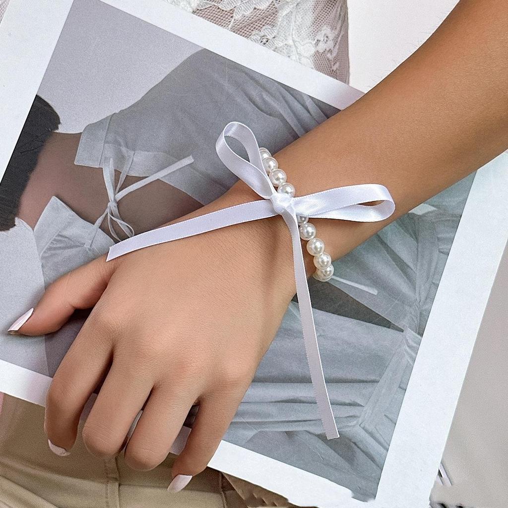 Trend Hochzeit Party Schmuck Lange Schwarz Band Choker Halskette Für Frauen Elegante Weiße Imitation Perle Strand Urlaub Halsketten