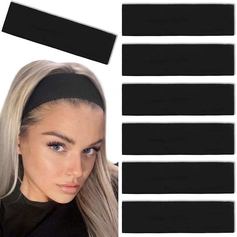 Tobeffect Black Headbands for Women Non Slip - Trendy Womens Headbands 7PCS Elastic Hair Bands for Women s Hair -Workout Sweat Head Bands Cotton Black headbands