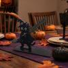 Festive Table Decor Halloween Sign, Spooky Ghost Grim Reaper Black Cat Pumpkin Scarecrow Realistic Patterns Wooden Tabletop Centerpiece for