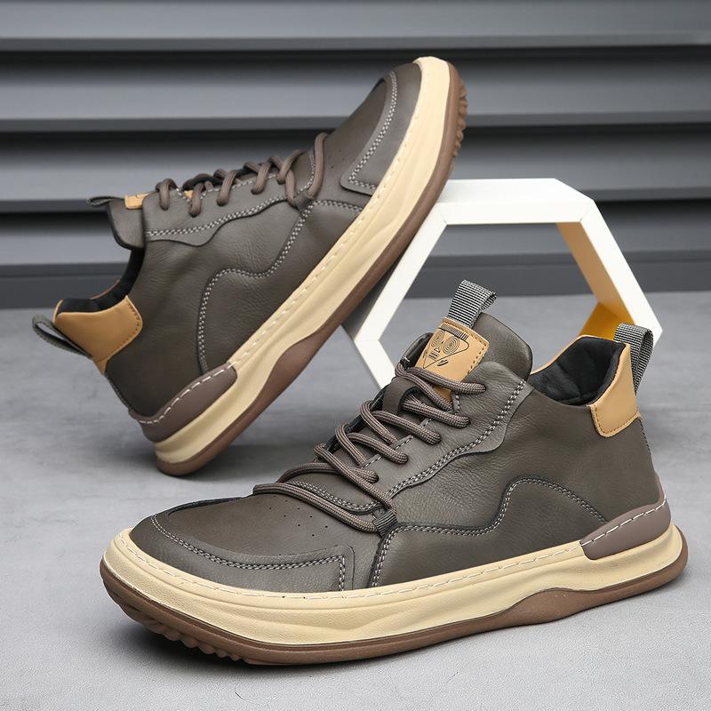 Leather board shoes men's cute and ugly mango shoes high-top velvet thermal cotton shoes versatile men's European station casual shoes trend