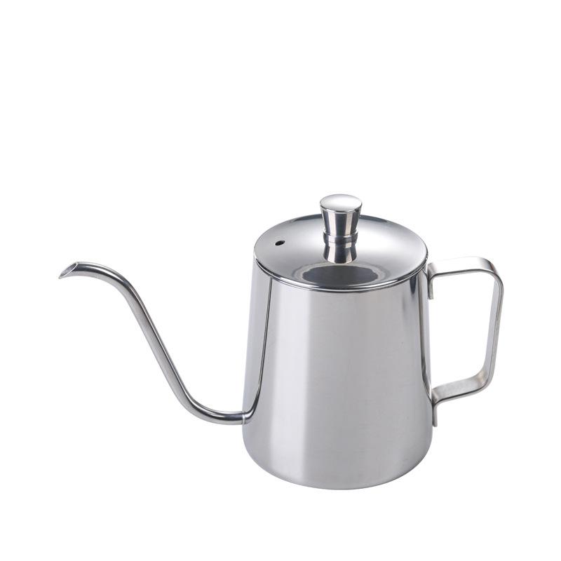 Stainless Steel Hand-brewed Coffee Pot with Graduated Thin Mouth and Thin Mouth Pot Household Wooden Handle with Lid Drip Coffee Utensils