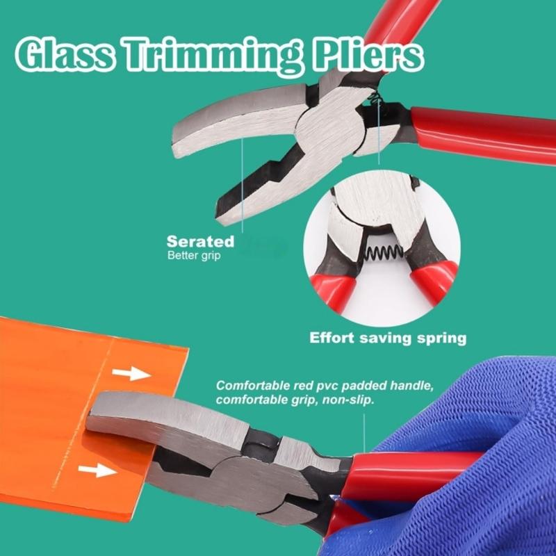 10PCS Heavy Duty Glass Cutter Kit Includes Running Breaking Pliers Oil Feed Tool For Cutting On Tile Mirror Projects