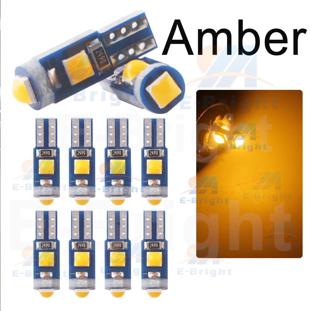 10PCS T5 W3W PCB 3030 3 Led Car Dashboard Bulbs Warming Instrument Lights Indicator 12V DC White Ice Blue Red Green Amber Pink Dome Lights 6