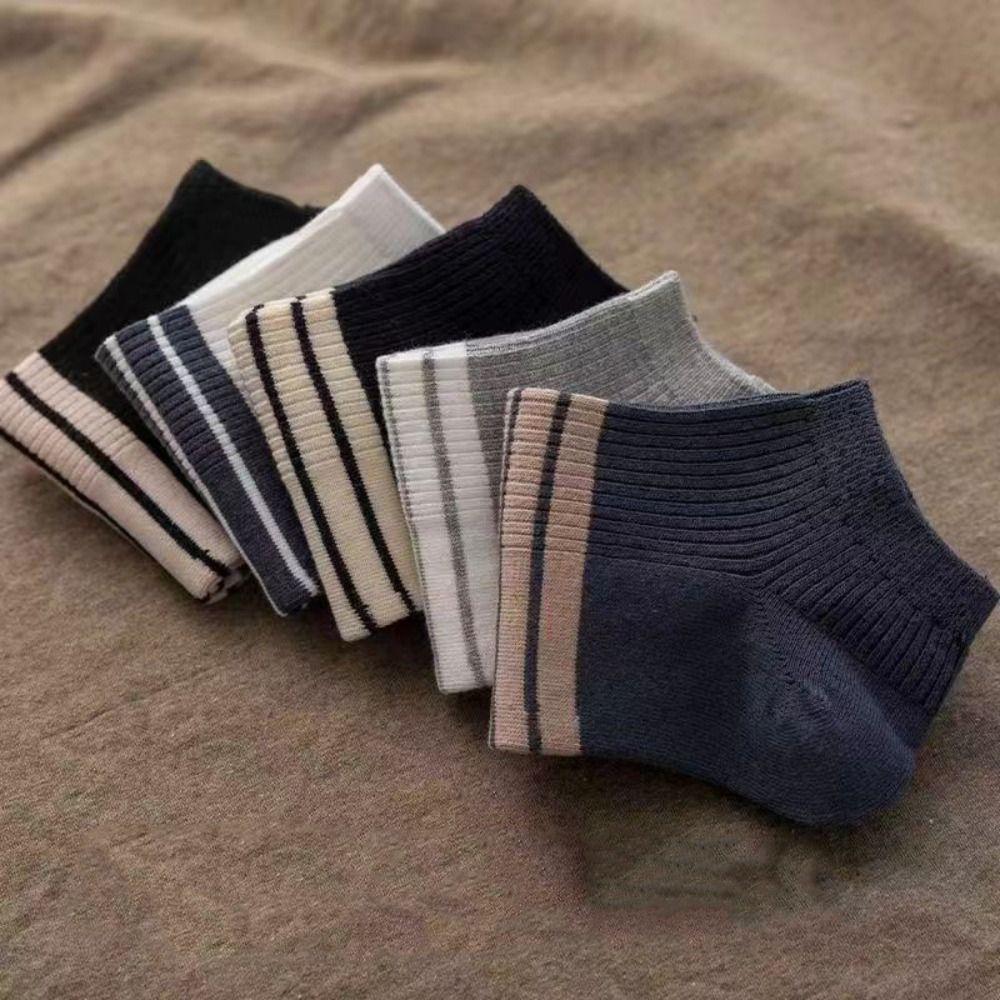 10Pairs Cotton Striped Invisible Socks Breathable Men's Tube Socks Ankle Thin Socks  Sport