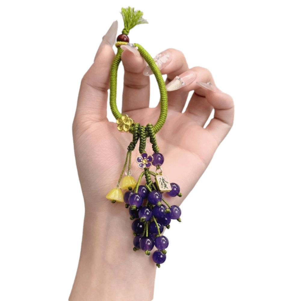 Elegant Grape Cluster Pendant Zinc Zinc Alloy Gradient Beads Woven Pendant Crystal Grape Phone Chain  Gifts