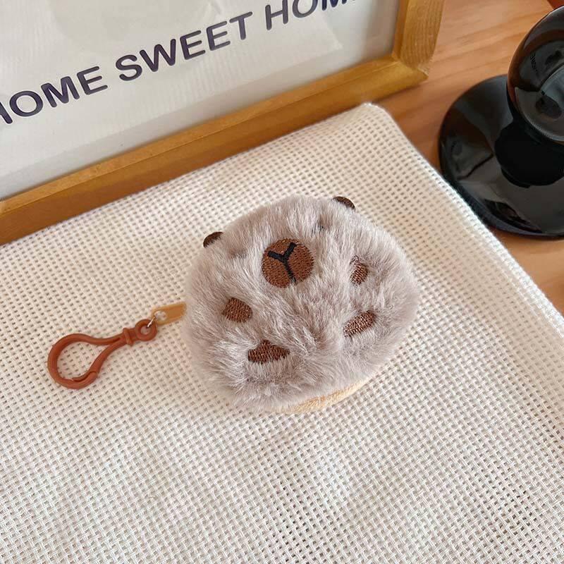 Xiaohongshu Capybara Cartoon Plush Earphone & Coin Purse for Women - Cute Storage Key Case