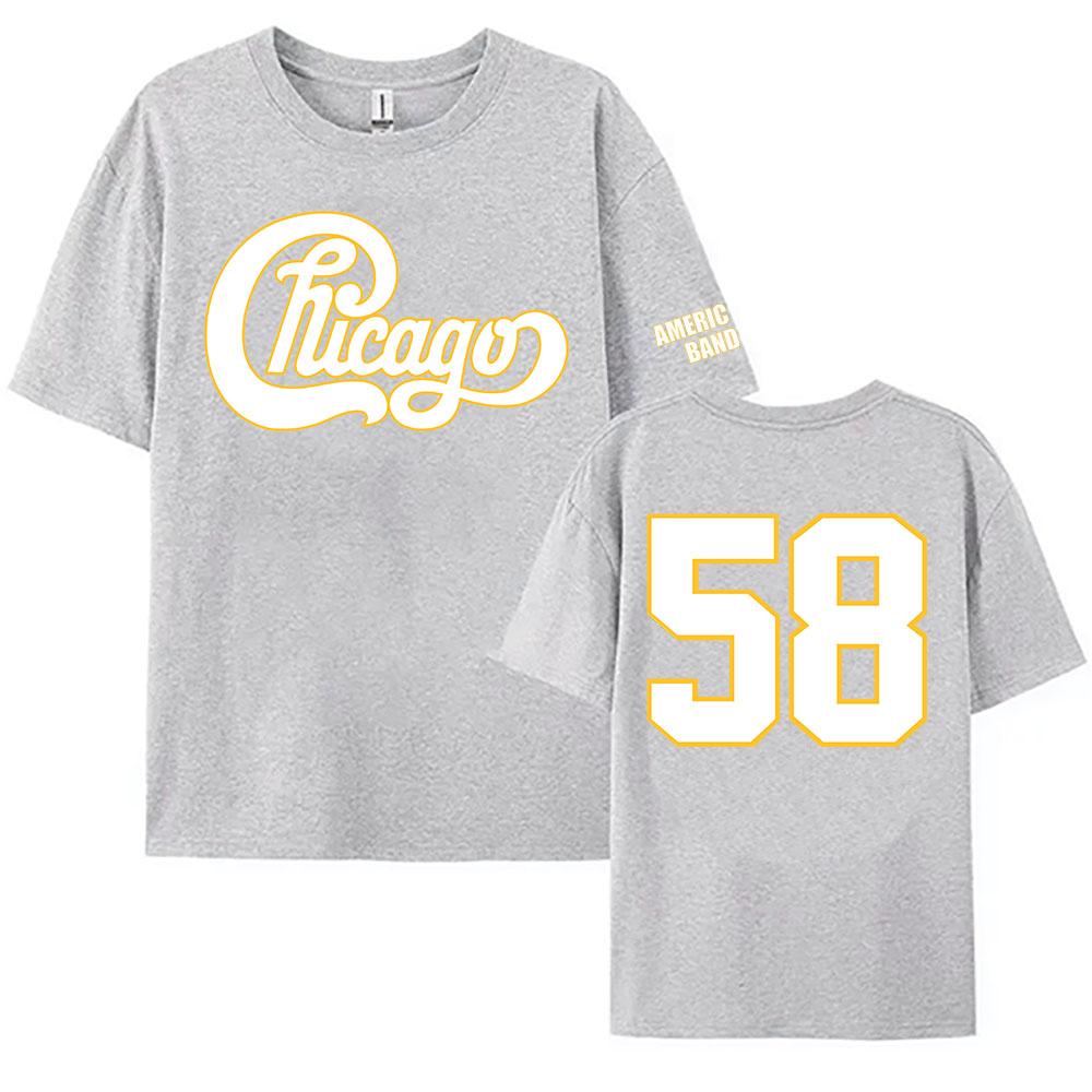 58 Chicago America's Band Printed Tshirt Streetwear Unisex Short Sleeve Cotton Female T-shirt Graphic Printing Tees Women Shirts