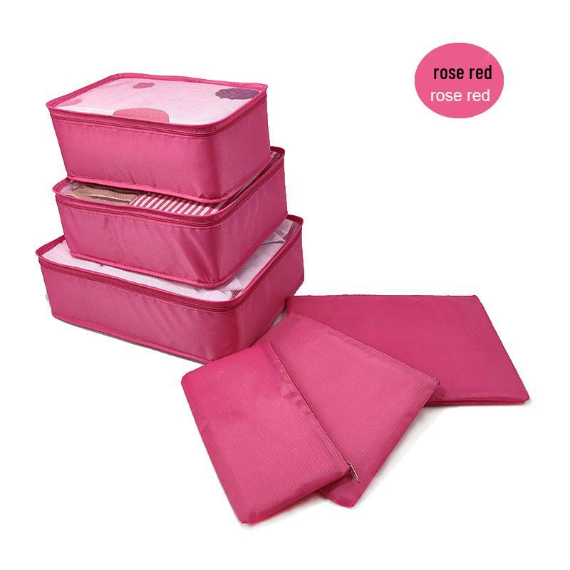 6-Piece Travel Toiletry & Clothing Storage Set with Document Bag