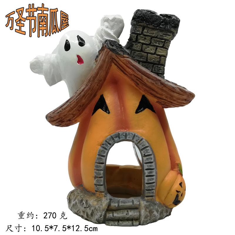 Fish Shrimp Halloween Pumpkin Shelter House Simulation Resin Ornament For Aquarium Fish Tank Decor