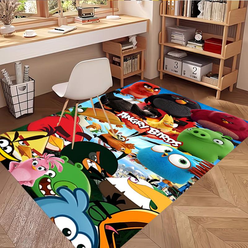 Angry Birds Print Rug, Washable Floor Carpet, For Entryway Dorm Laundry Room Office Study, Home Decor Birthday Christmas Gift