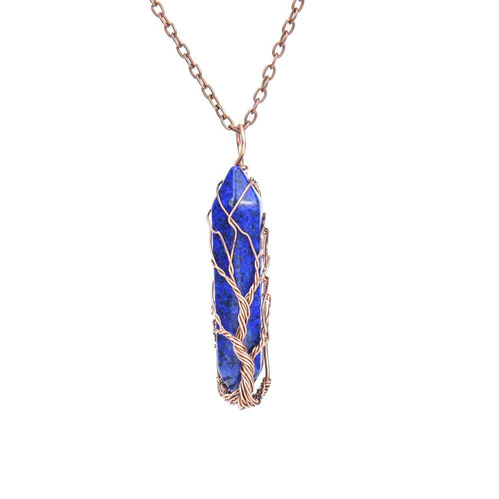

Ancient Red Copper Wound Tree Of Life Natural Crystal Hexagonal Prism Necklace Fortune Tree Necklace N ляпіс-лазур кольору