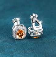 Wish platinum super flash square full of diamonds and large zircon ear clips, simple and small temperament