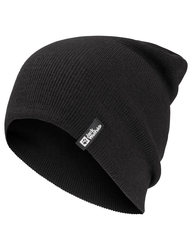 Jack Wolfskin Unisex Knit Cap RIB Black (Brand Logo) [1903892 / BEANIE] Hat,