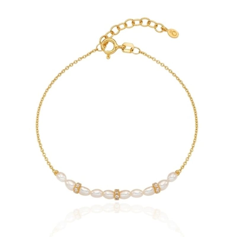 ozel Silver925 CZ rings with Natural Water Pearl Line Bracelet PS157B