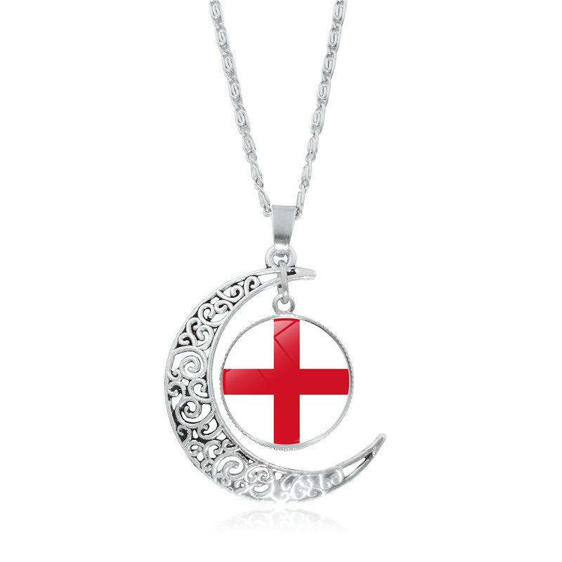 European Cup Top 24 National Flag Moon Women's Versatile Fashion Accessories Pendant Necklace